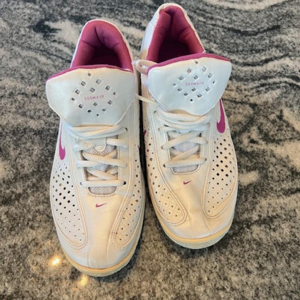 Nike Air Zoom Tennis Shoes Womens 7 White Magenta Good Vintage 317906-161 2007